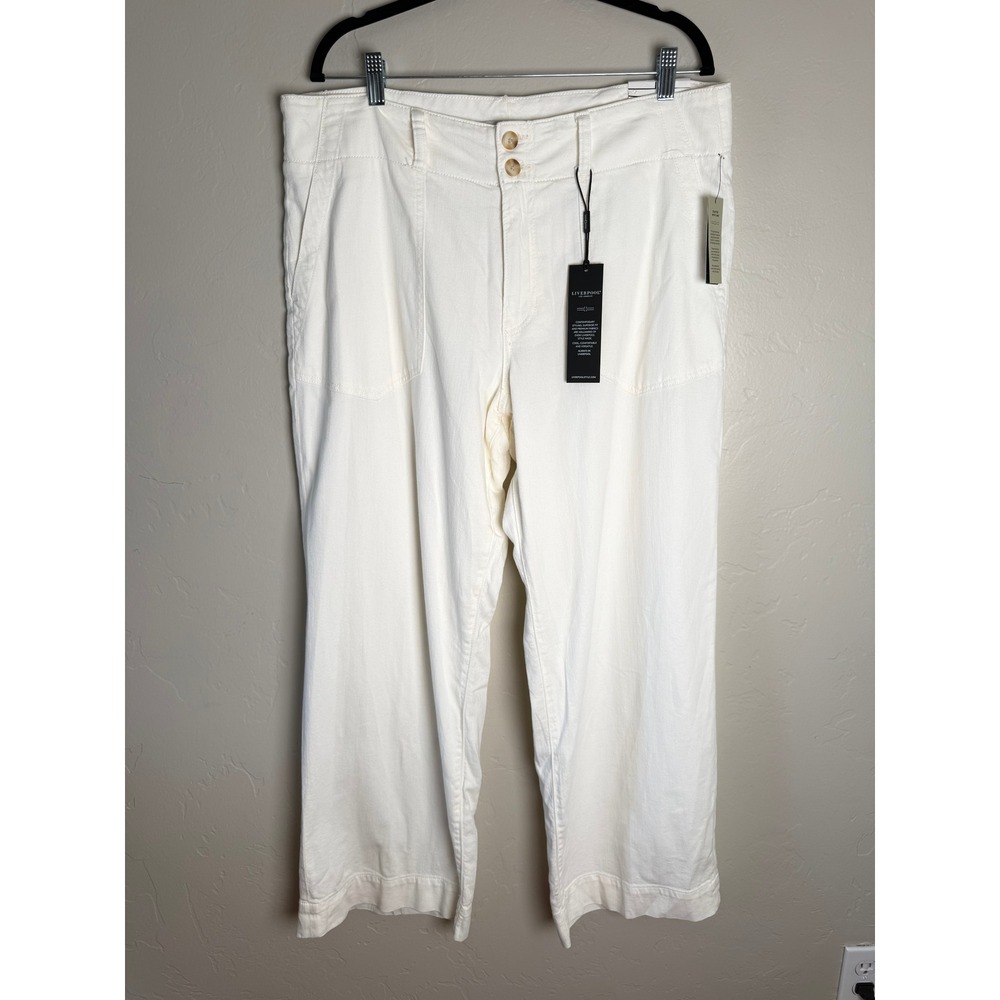Liverpool Wide Leg High‎ Rise Cream Cotton Blend Trouser Pant NWT Size 16